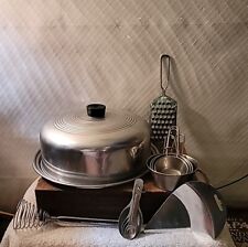 Vintage Cake Carrier Aluminum With Utensils.  picture