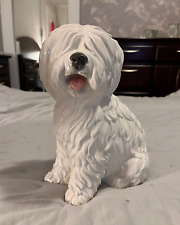 ITALY Vintage Large Glossy White Porcelain Puppy Dog 10.5