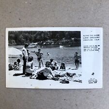 RPPC Lake Gregory Crestline CA. Lake Scene People Beach 1944 Vintage Postcard T picture