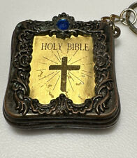 Vintage Miniature Holy Bible Christian Religious Religion Church Faith Keychain picture