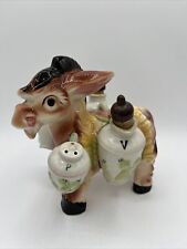 VTG Kitschy Ceramic donkey burro condiment holder  Japan  S/P Oil Vinegar Cruet picture