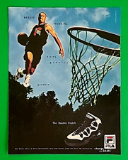1995 FILA Basketball Shoes Vintage 1990's Print Ad w/ NBA Player Hersey Hawkins picture