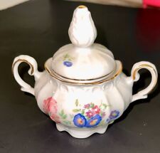 Vtg IJB Germany Covered Sugar Bowl US Zone Porcelain Embossed 4” Grannycore picture