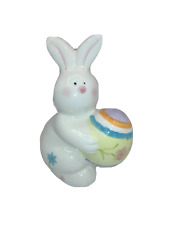 Easter Bunny Rabbit Holding Egg Ceramic Figurine Publix Lakeland Florida 2011 picture