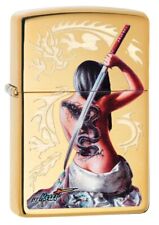 Zippo 29668, Mazzi-Woman & Sword Design, High Polish Brass Lighter picture
