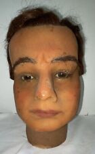 FAB Large,  ANTIQUE Lifesize WAX MANNEQUIN HEAD Inset Human Hair, Glass Eyes picture