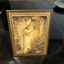 Small Vintage Jesus Christ Knocking at Heavens Door Religious Picture picture