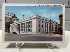 c1930s Salt Lake City,UT New Federal Building Utah Vintage Linen  Postcard picture