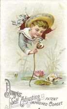 Antique Early Advertising Trade Card pre 1900's The Downs Self Adjusting Corset picture