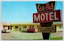 St Ignace MI San-Bar Motel~Captain Monson~1950s Station Wagon~Foreign Sports Car picture