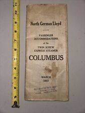 NORTH GERMAN LLOYD PASSENGER ACCOMODATIONS TWIN SCREW STEAMER COLUMBUS 1937 RARE picture