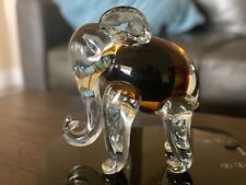 Heavy Clear and Brown Glass Elephant 5 lbs. 8oz 7.5
