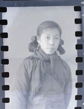 Orig. Photo Negative Chinese Girl Scarf Old Clothes China Woman 1950s picture