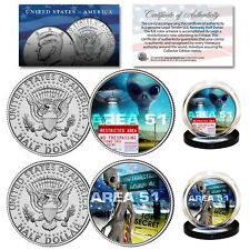 AREA 51 ALIEN UFO United States Air Force Nevada Space Ship U.S. JFK 2-Coin Set picture