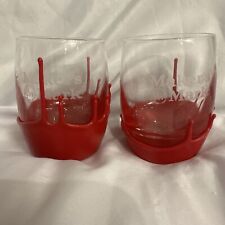 Set Of 2 Makers Mark  Bourbon Red Wax Dipped Glasses picture