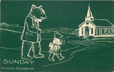 Artist impression 1907 Church Sunday Bears Postcard 22-5174 picture