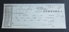 Old 1879 STEAMER NEWPORT Freight Document - Fall River - DURFEE MILLS - COTTON picture