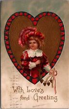 Clapsaddle Valentine's Day Victorian Girl in Red c1910s Postcard 6563d2 MR ALE picture