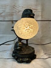 Vintage Heavy Bronze And Art Glass Duck Lamp Night Light. picture