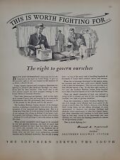 1942 The Southern Railway System Fortune WW2 Print Ad Q4 Ballot Box Election picture
