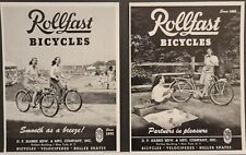 2 1948 Rollfast Bicycle Print Ads Womens Bikes Picnic Swimming Pool picture