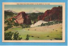 Postcard Pikes Peak From Gateway to Garden of the Gods Colorado Linen ca 1930-45 picture