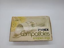 Vtg Corning Pyrex Virelle Compatibles Spring Blossom Glass Napkin Rings Set Of 6 picture