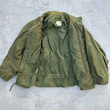 Vintage Green Military Coat Cold Weather Field US Navy Zippered Hood picture