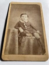 ANTIQUE CDV CIRCA 1870s MR. & MRS. M. BROWN  PHOTOGRAPHER LESLIE MICH, BOY POSED picture