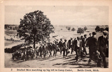 Battle Creek MI-Michigan Drafted Men March Up Hill Camp Custer Vintage Postcard picture