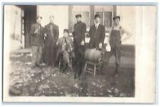 c1910's Beer Drinking Barrel Keg Accordian RPPC Photo Unposted Antique Postcard picture