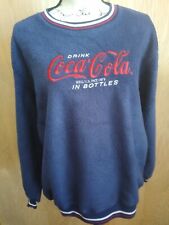 Vintage Coca-Cola Embroidered Womens  Large Fleece Sweatshirt Collectible Blue picture