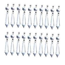 BronaGrand 20pcs 38mm Replacement Clear Chandelier Icicle Crystal Prisms Silver picture