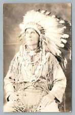 Chief Louis Deer ~ Caughnawaga Quebec Indian RPPC Antique Photo Postcard 1930s picture