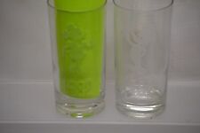 2 VINTAGE 1982 DISNEY ETCHED MICKEY & MINNIE MOUSE GLASS TUMBLERS 5.5
