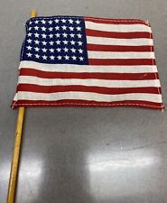 Vintage American US 48 Star Hand Held Cloth Parade Flag Patriotic 4th July picture