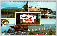 c1960s Maine Multi-View Vacationland Sailboats Vintage Postcard picture