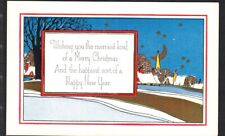 Postcard DB Embossed Merry Christmas Happy New Year Snowy Village Unposted picture