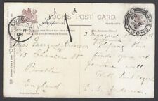 AOP GB postage due hs on 1908 postcard GREENOCK to USA via LIVERPOOL picture