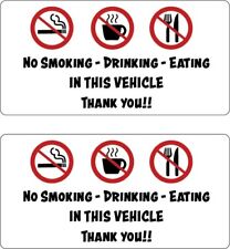 No Smoking Drinking Eating In This Vehicle Taxi Bus Decal 2 Stickers p61 picture