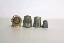 Vintage Lot of 4 Metal Sewing Thimbles Various Sizes  picture