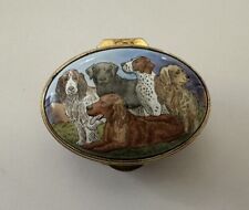 Rare Staffordshire Enamels 5 Dogs Hand Painted Oval Pill Box Trinket Box CH 98 picture