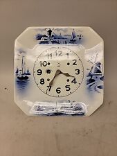 Vintage 1930's Blue Delft 8-Day Wind-up Wall Clock for Repair/Parts picture