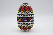 Rainbow Crochet Seed Beaded Egg with Author's Unique Ornament HandMade Exclusive picture
