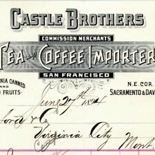 Scarce 1884 San Francisco Invoice Letterhead Castle Brothers -- Coffee Tea picture