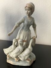 Vintage Enesco Fine Porcelain Maiden with Ducks Figurine. 1980. Used. picture