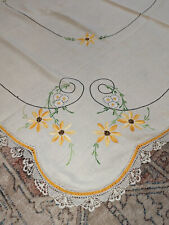 Vintage Embroidered Tablecloth Floral 50