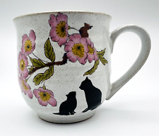 Kutani Yaki Ware Mug Tea Cup Cat Neko Sakura Made in Japan Boxed Gift picture