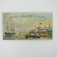 Victorian Trade Card State Line Steamship New York To Europe Castle Garden Boats picture