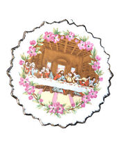 1970s MCM The Last Supper wall Plate Pink Floral with Gold Trim picture